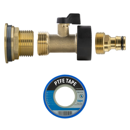 Water Butt Brass Kit 1" with Brass Valve + Quick Connect and Drill Bit - Best4Trade-Retail Tech Hose & Fittings