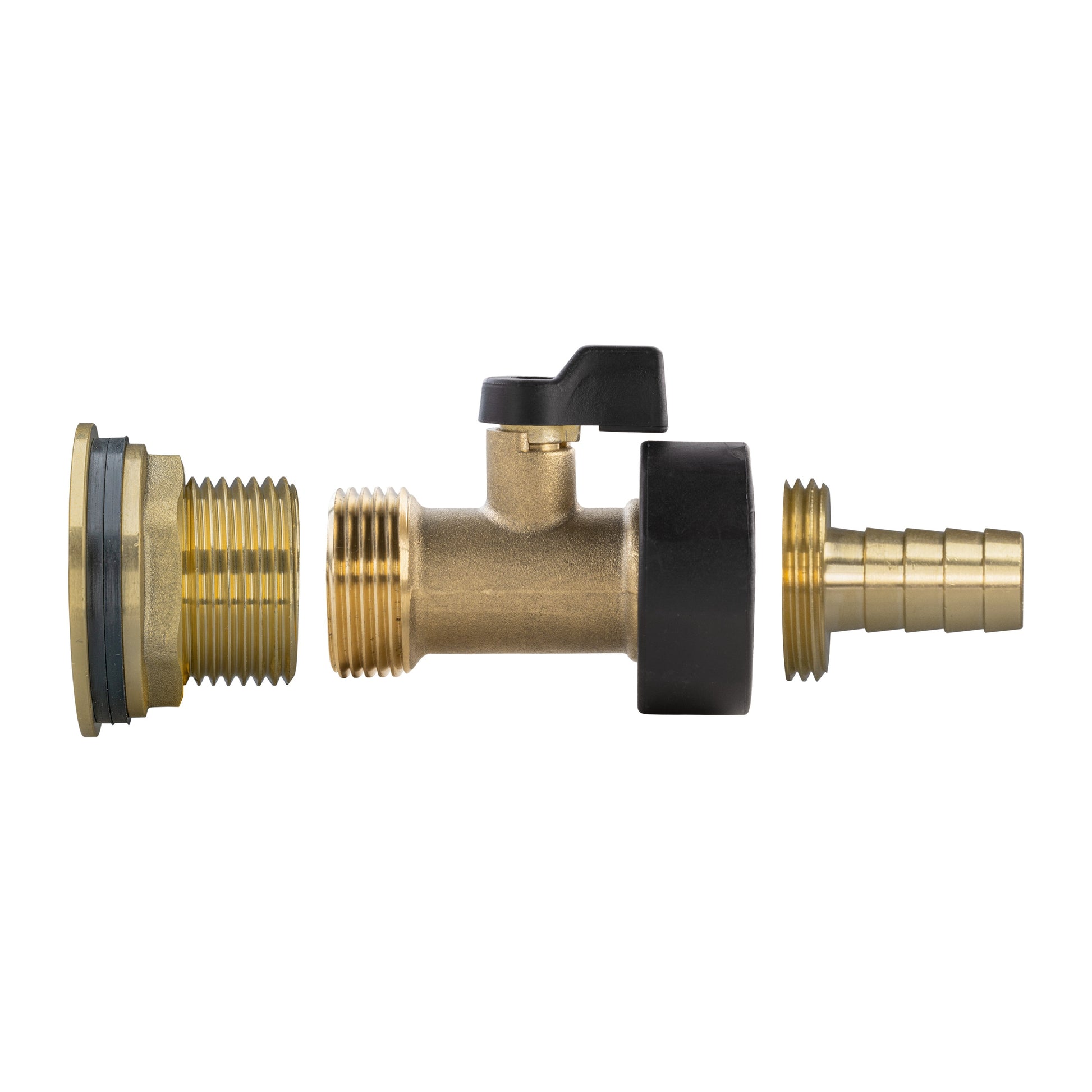 Water Butt Brass Kit 1" with Brass Valve + 13mm Barb - Best4Trade-Retail Tech Hose & Fittings