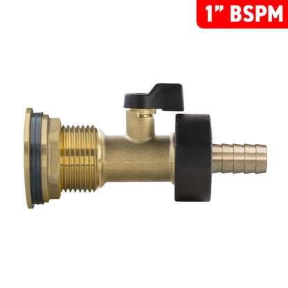 Water Butt Brass Kit 1" with Brass Valve + 13mm Barb and Drill Bit - Best4Trade-Retail Tech Hose & Fittings