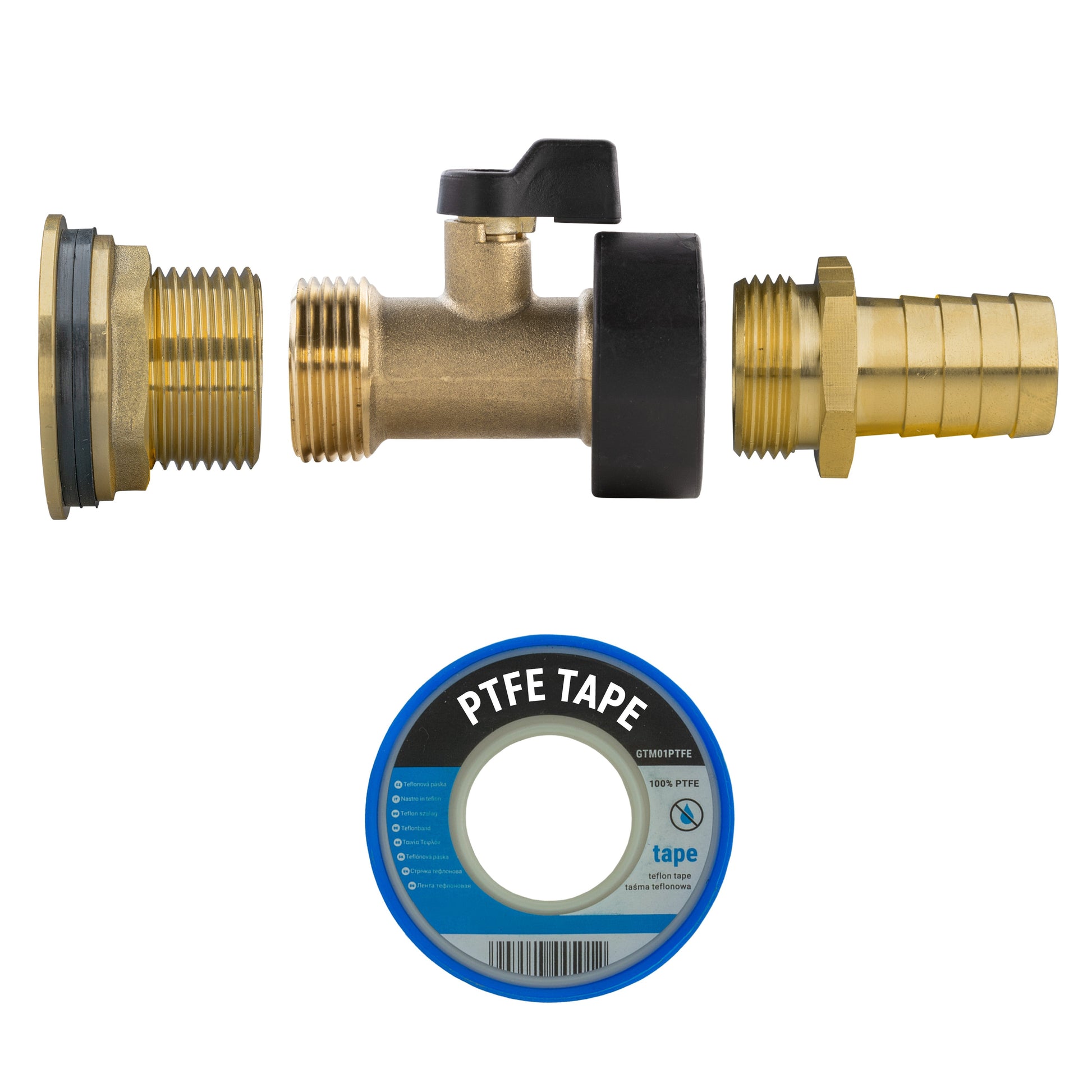 Water Butt Brass Kit 1" with Brass Valve + 19mm Barb and Drill Bit - Best4Trade-Retail Tech Hose & Fittings