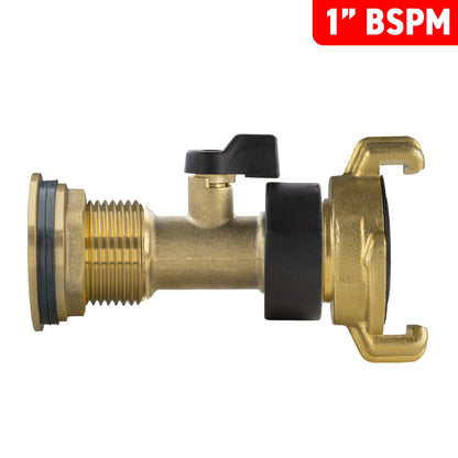 Water Butt Brass Kit 1" with Brass Valve + Geka - Best4Trade-Retail Tech Hose & Fittings