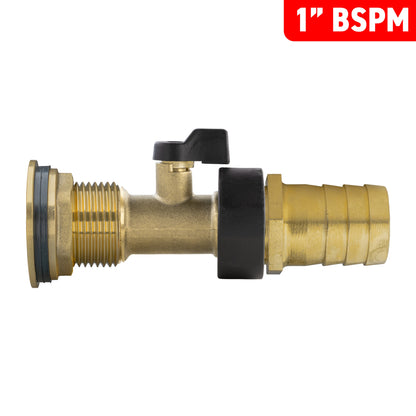 Water Butt Brass Kit 1" with Brass Valve + 25mm Barb - Best4Trade-Retail Tech Hose & Fittings