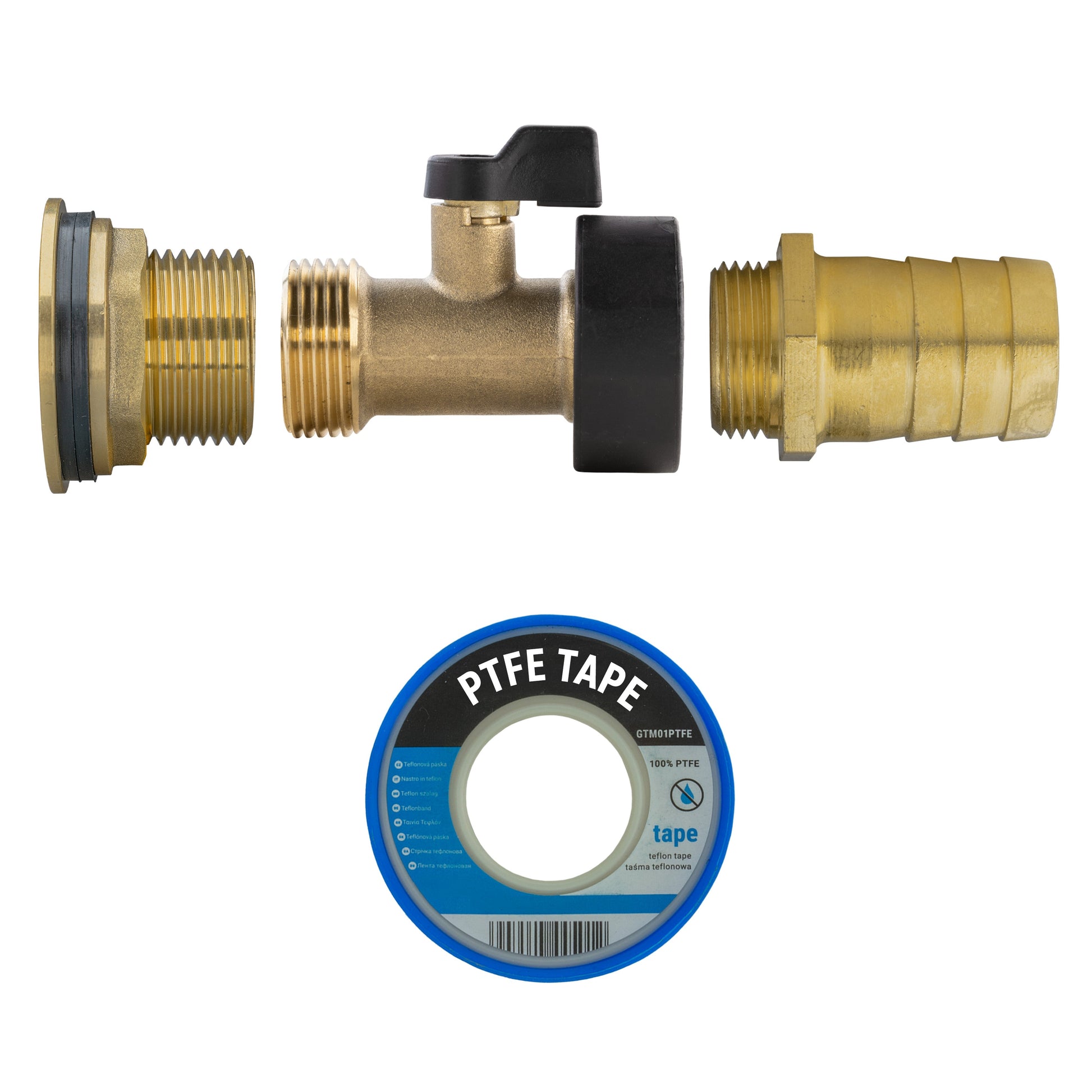 Water Butt Brass Kit 1" with Brass Valve + 25mm Barb and Drill Bit - Best4Trade-Retail Tech Hose & Fittings