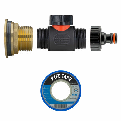 Water Butt Brass Kit 1" with In-Line Valve + Quick Connect - Best4Trade-Retail Tech Hose & Fittings
