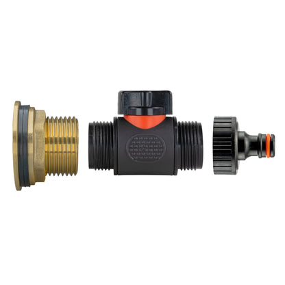 Water Butt Brass Kit 1" with In-Line Valve + Quick Connect and Drill Bit - Best4Trade-Retail Tech Hose & Fittings