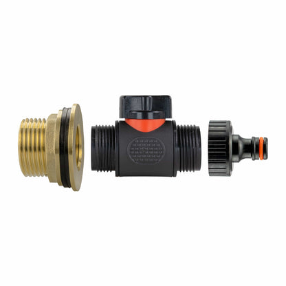 Water Butt Brass Kit 1" with In-Line Valve + Quick Connect - Best4Trade-Retail Tech Hose & Fittings