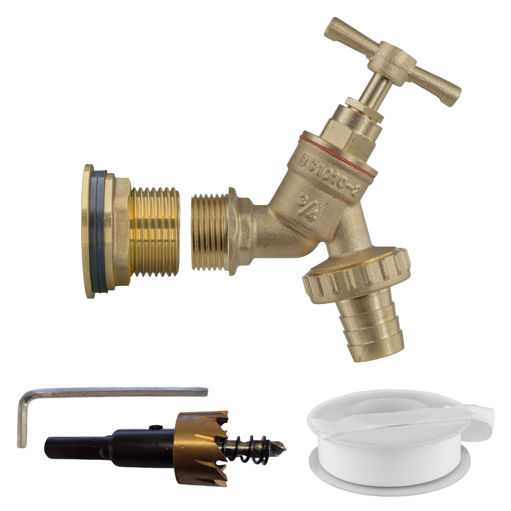 Water Butt Brass Kit 1" with Brass Barbed Tap and Drill Bit - Best4Trade-Retail Tech Hose & Fittings