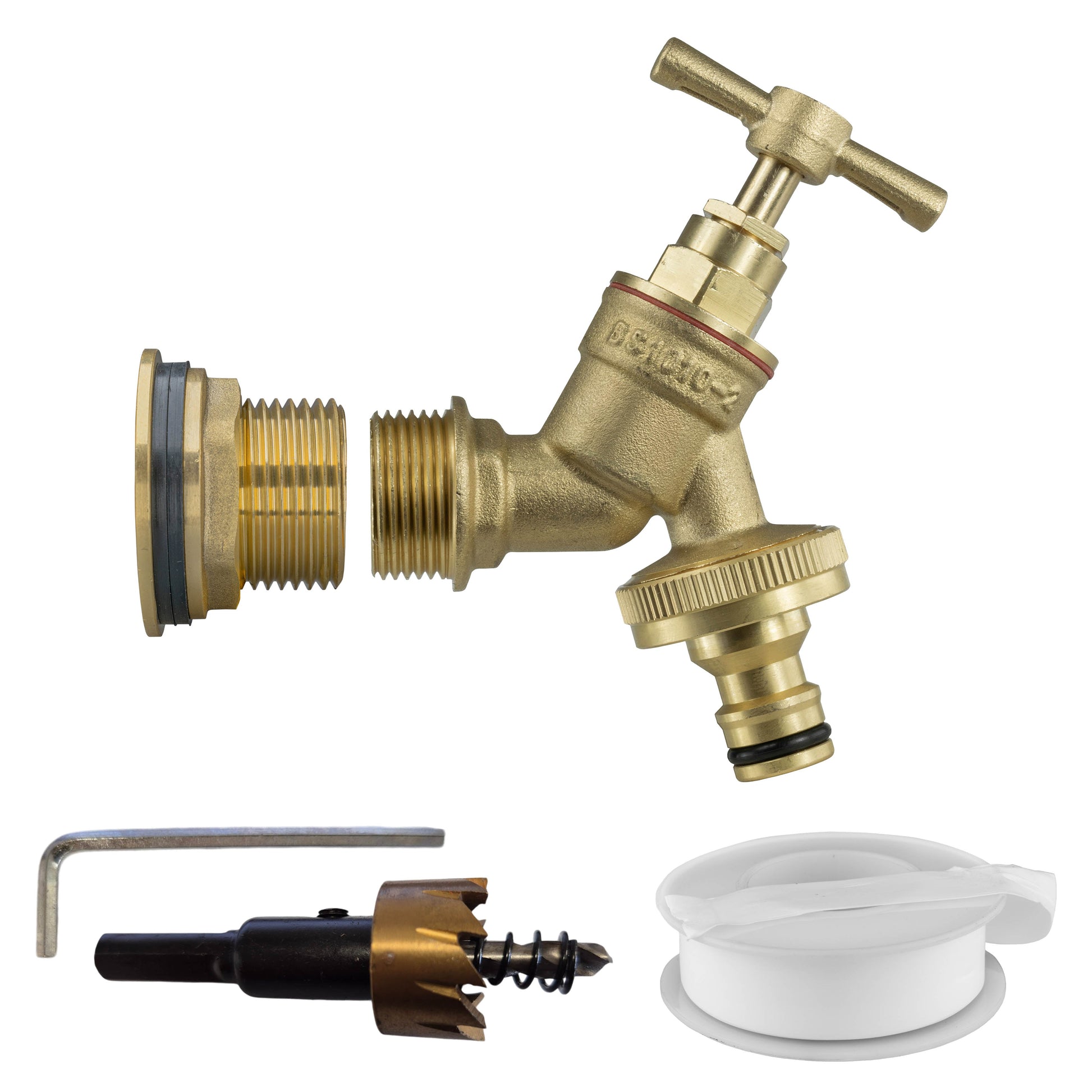 Water Butt Brass Kit 1" with Brass Quick Connect Tap and Drill Bit - Best4Trade-Retail Tech Hose & Fittings