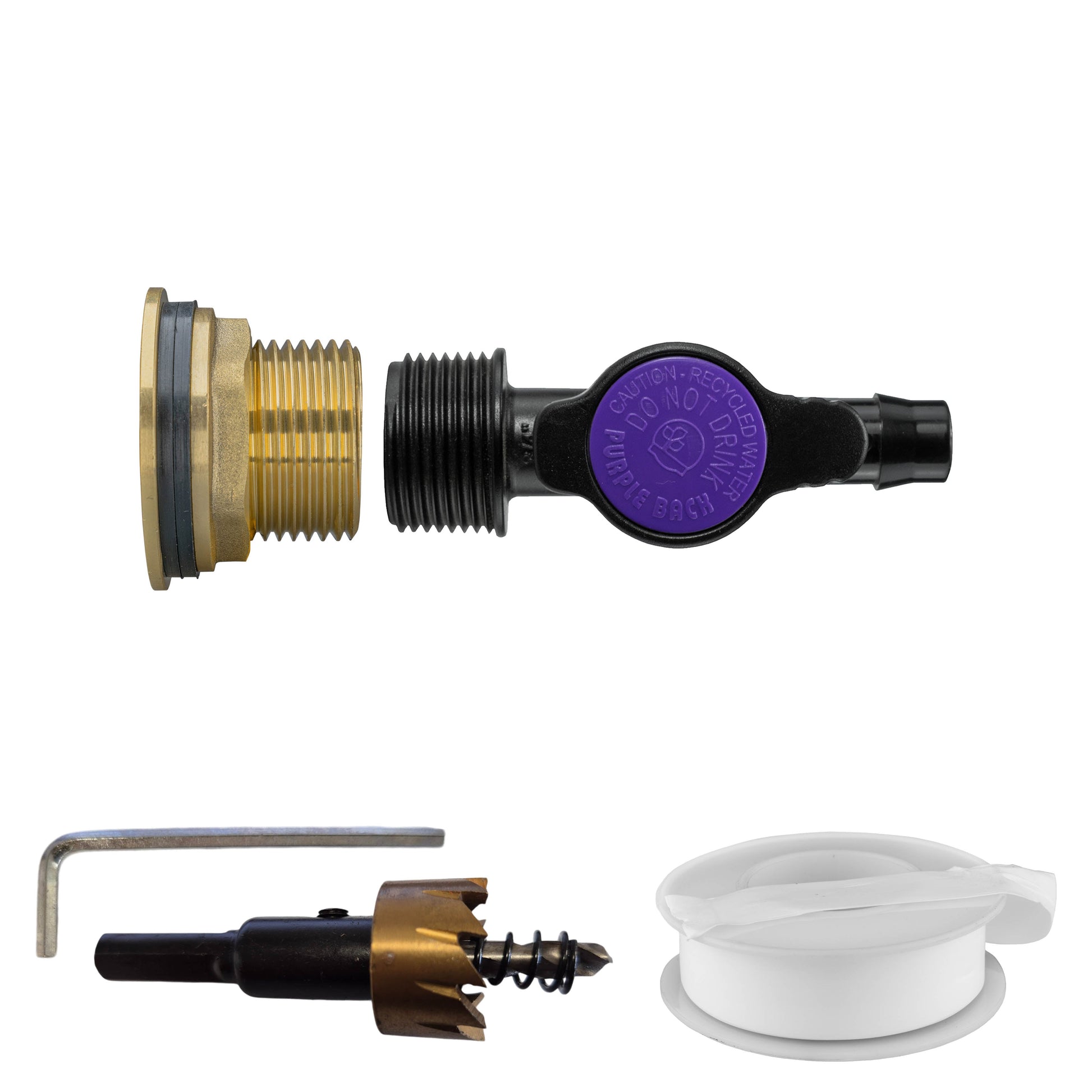 Water Butt Brass Kit 1" with 13mm Barb Irrigation Valve and Drill Bit - Best4Trade-Retail Tech Hose & Fittings