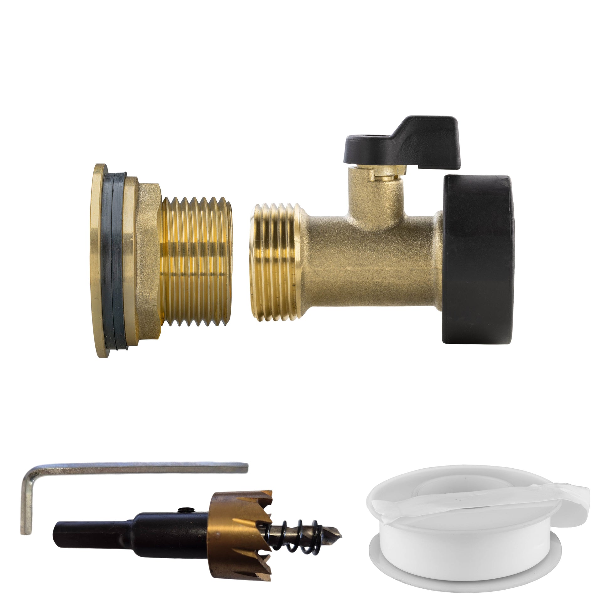 Water Butt Brass Kit 1" with Brass Valve and Drill Bit - Best4Trade-Retail Tech Hose & Fittings