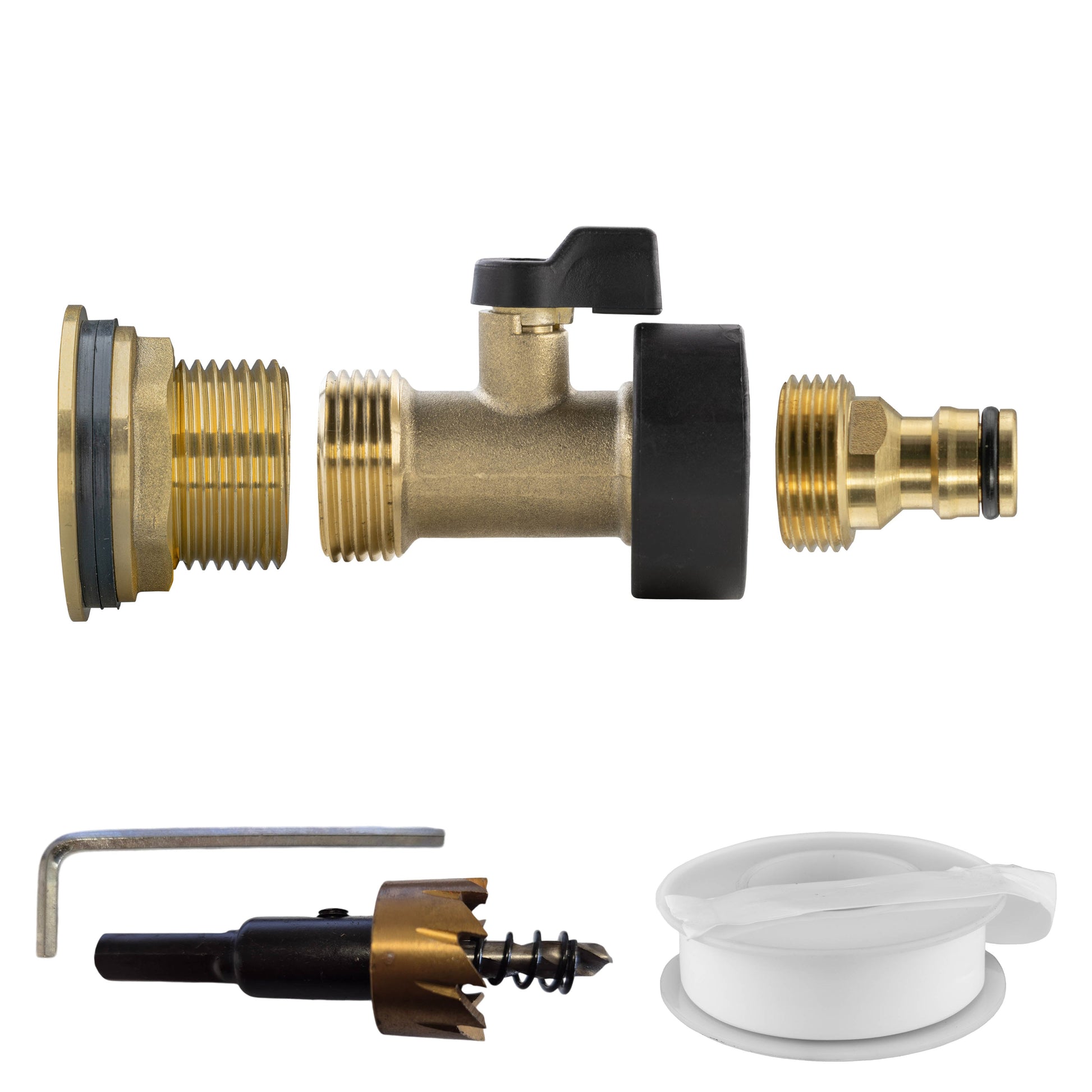 Water Butt Brass Kit 1" with Brass Valve + Quick Connect and Drill Bit - Best4Trade-Retail Tech Hose & Fittings