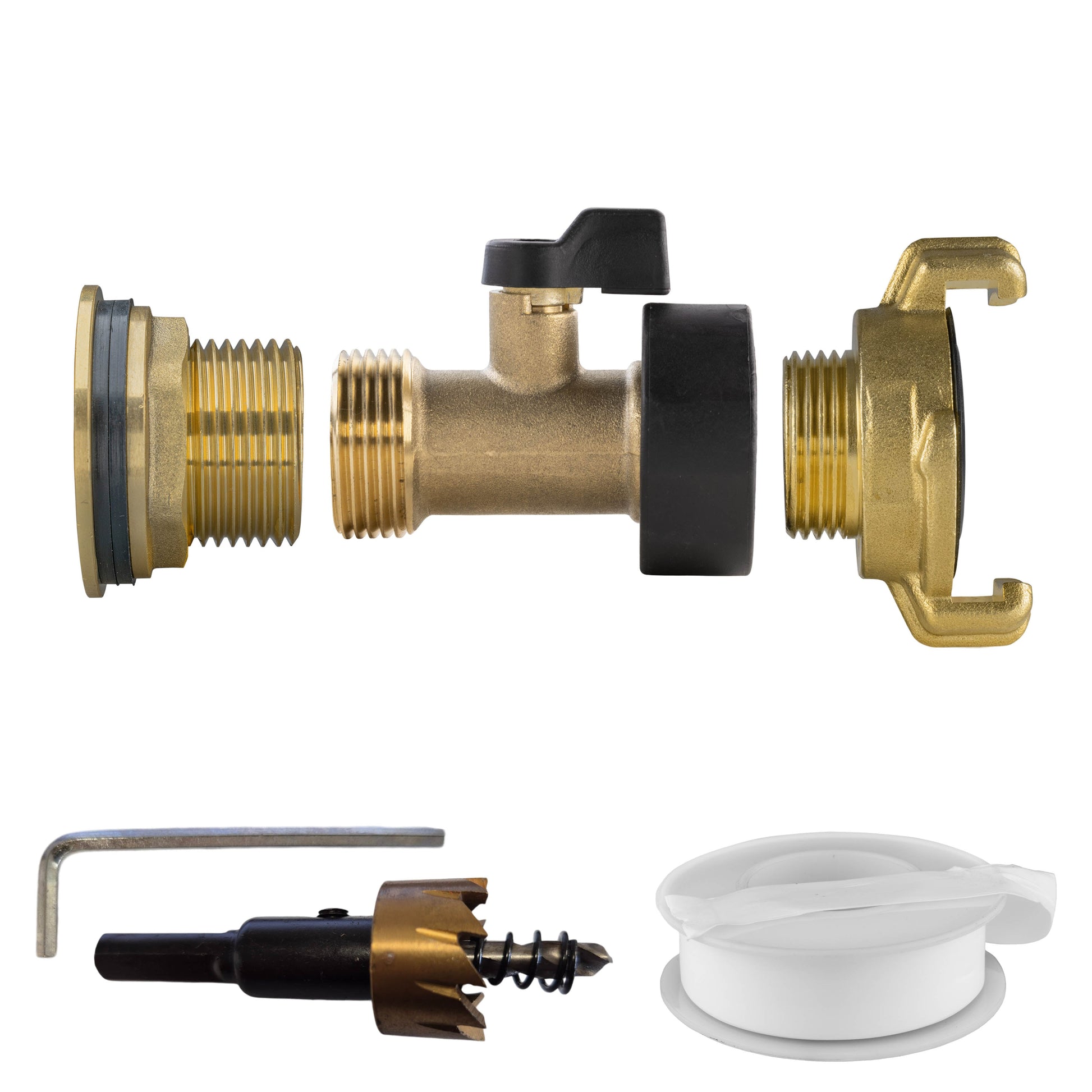 Water Butt Brass Kit 1" with Brass Valve + Geka and Drill Bit - Best4Trade-Retail Tech Hose & Fittings