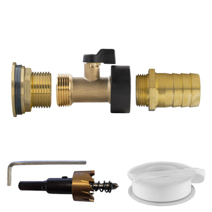 Water Butt Brass Kit 1" with Brass Valve + 25mm Barb and Drill Bit - Best4Trade-Retail Tech Hose & Fittings