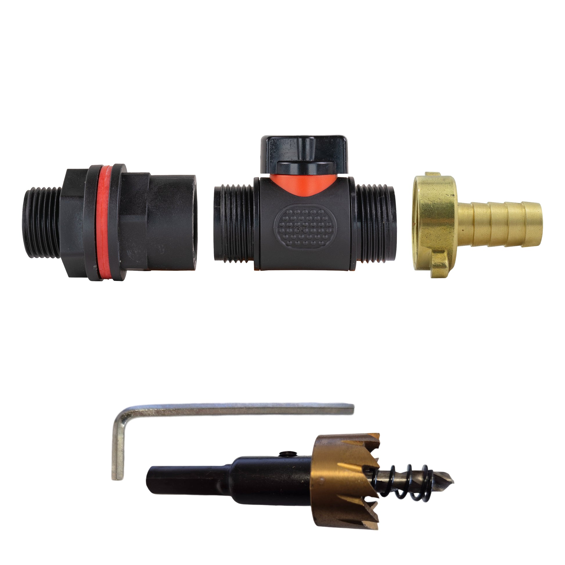 Water Butt Kit 3/4" with In-Line Valve + 13mm Brass Barb and Drill Bit - Best4Trade-Retail Tech Hose & Fittings