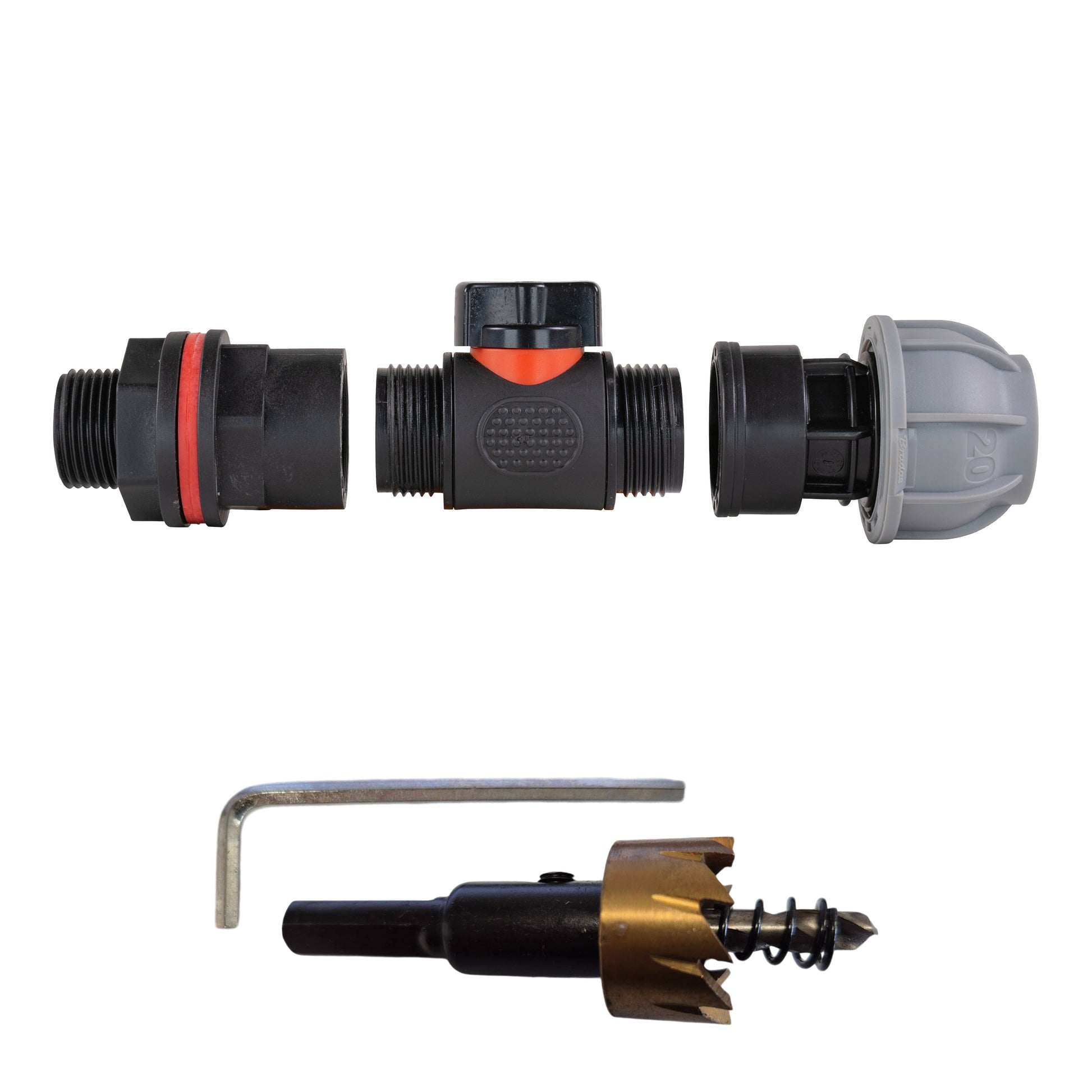 Water Butt Kit 3/4" with In-Line Valve + 25mm MDPE Joiner and Drill Bit - Best4Trade-Retail Tech Hose & Fittings