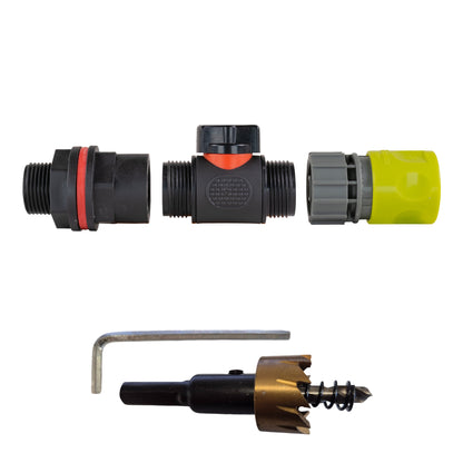 Water Butt Kit 3/4" with In-Line Valve + Female Quick Connector Lime and Drill Bit - Best4Trade-Retail Tech Hose & Fittings