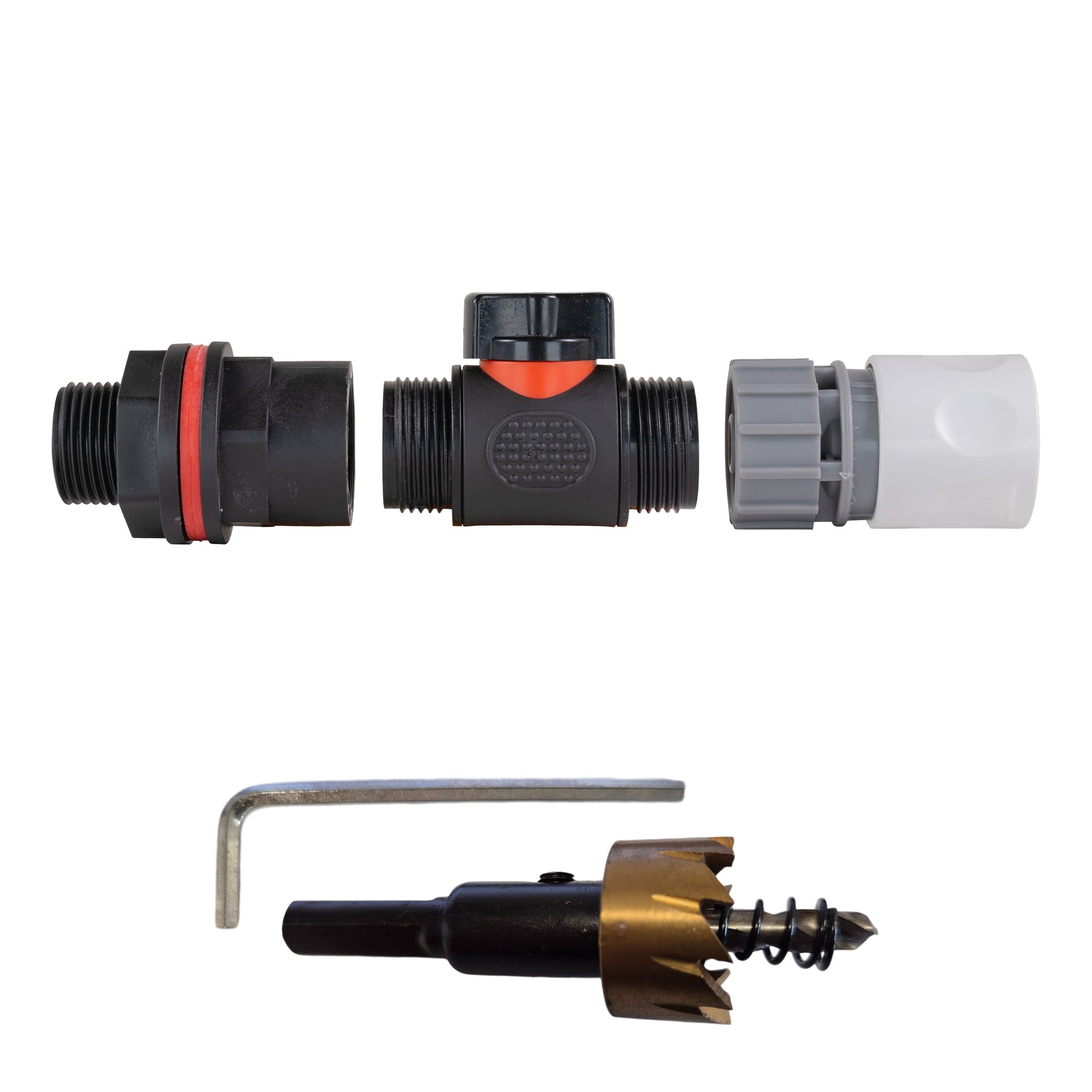 Water Butt Kit 3/4" with In-Line Valve + Female Quick Connector WL and Drill Bit - Best4Trade-Retail Tech Hose & Fittings