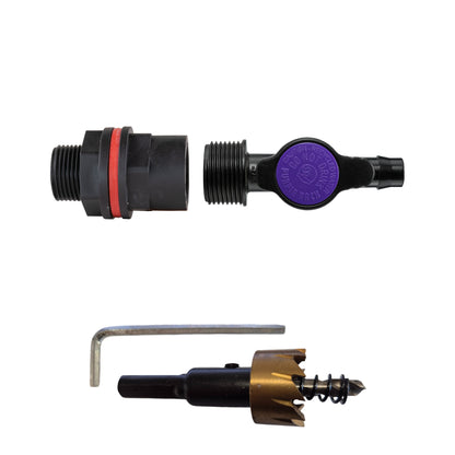 Water Butt Kit 3/4" with 13mm Barb Irrigation Valve and Drill Bit - Best4Trade-Retail Tech Hose & Fittings