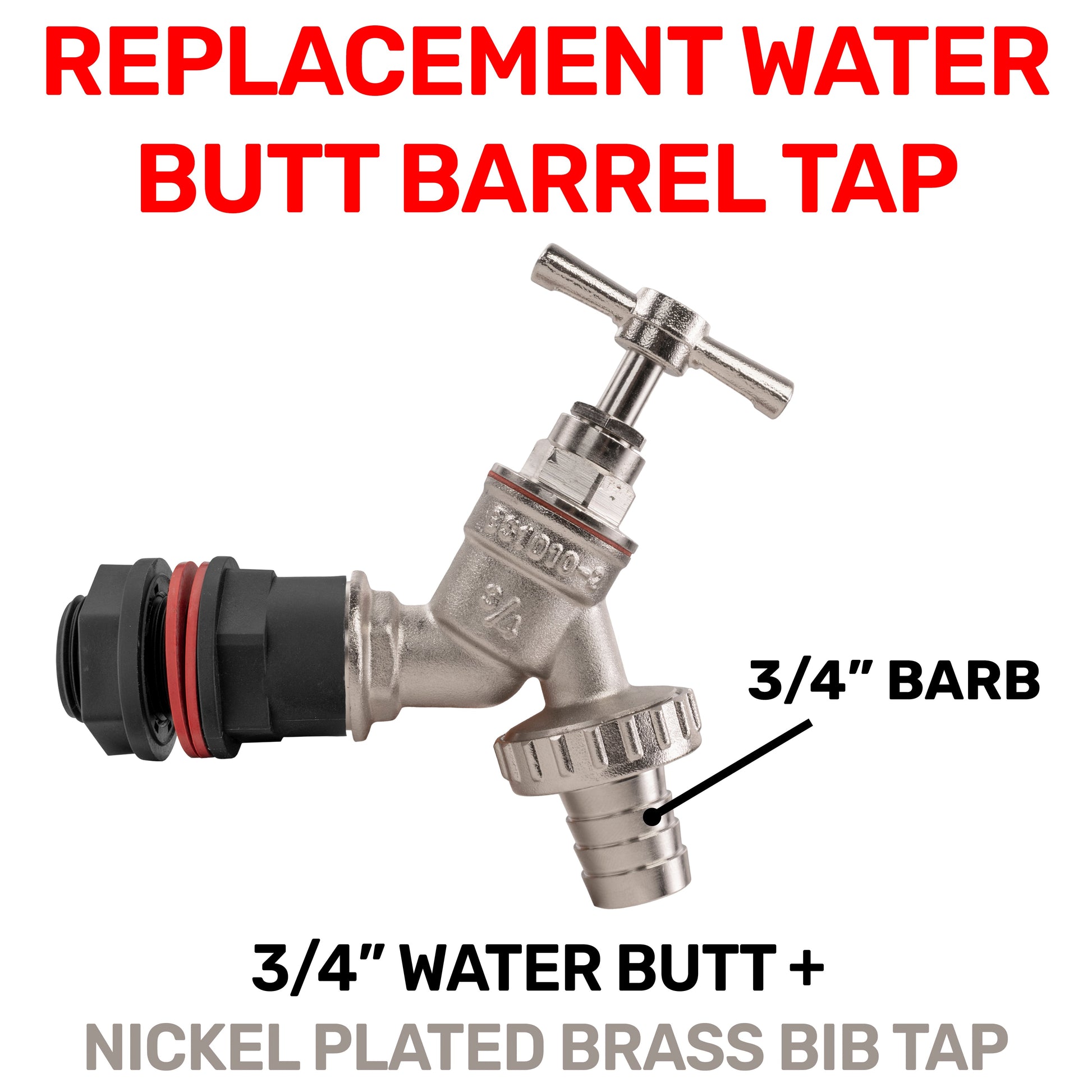 Water Butt Kit 3/4" with Nickel Plated Barbed Tap - Best4Trade-Retail Tech Hose & Fittings