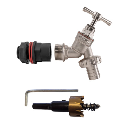 Water Butt Kit 3/4" with Nickel Plated Barbed Tap and Drill Bit - Best4Trade-Retail Tech Hose & Fittings