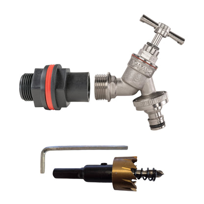 Water Butt Kit 3/4" with Nickel Plated Quick Connect Tap and Drill Bit - Best4Trade-Retail Tech Hose & Fittings