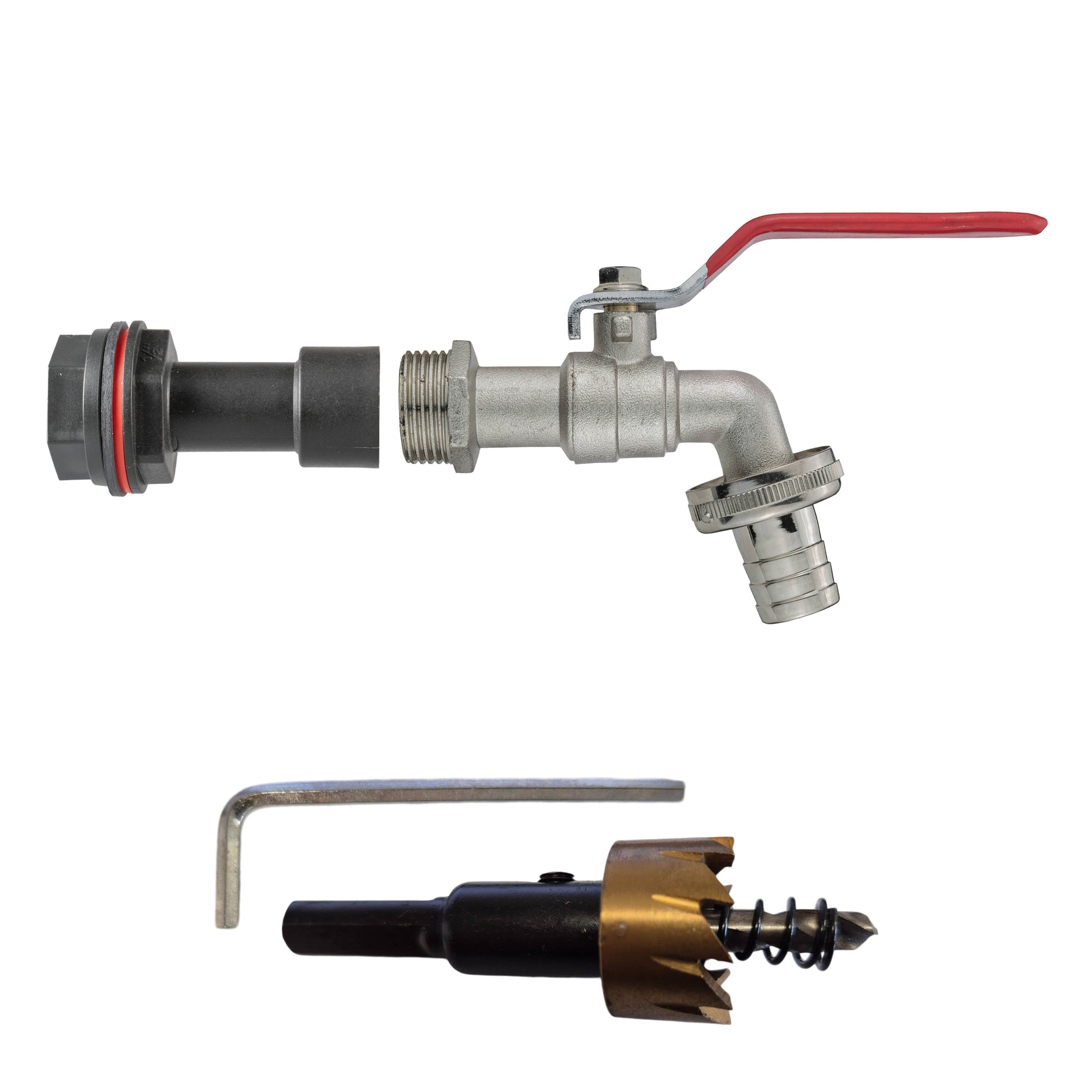 Water Butt Extension Kit 1/2" with Barbed Lever Tap and Drill Bit - Best4Trade-Retail Tech Hose & Fittings