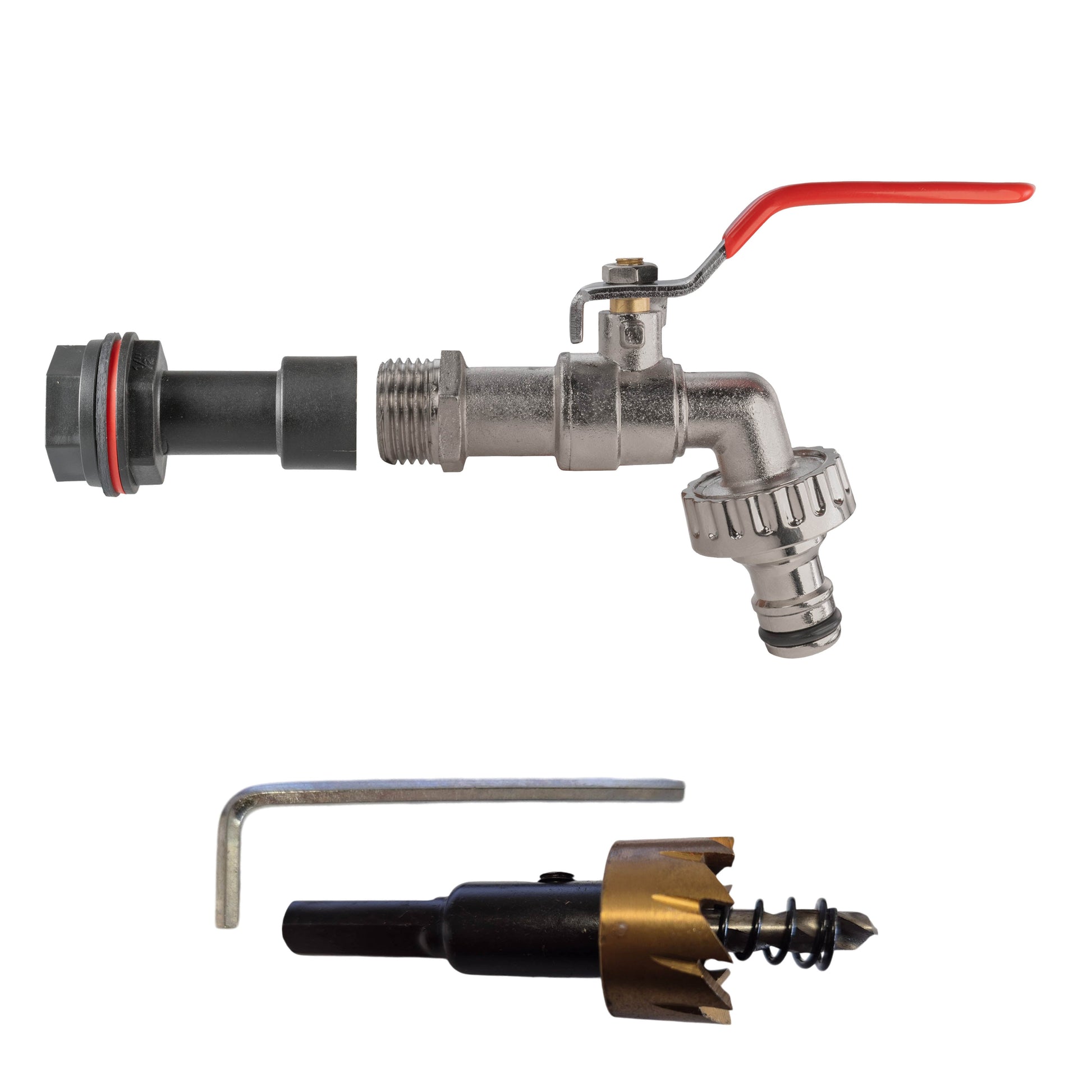 Water Butt Extension Kit 1/2" with Quick Connect Lever Tap and Drill Bit - Best4Trade-Retail Tech Hose & Fittings