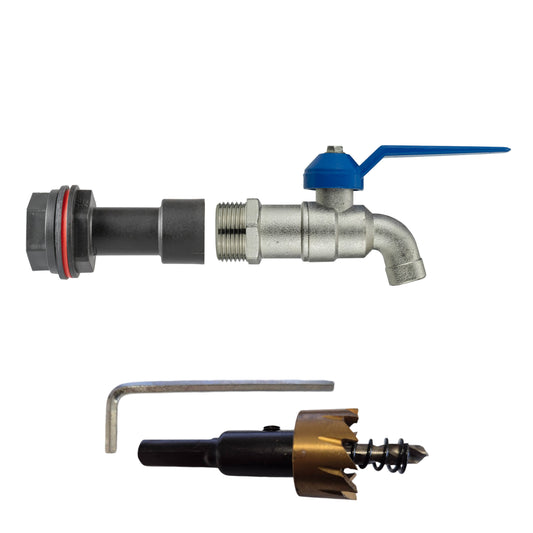 Water Butt Extension Kit 1/2" with Simple Lever Tap and Drill Bit - Best4Trade-Retail Tech Hose & Fittings