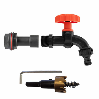 Water Butt Extension Kit 1/2" with Black Dial Tap and Drill Bit - Best4Trade-Retail Tech Hose & Fittings