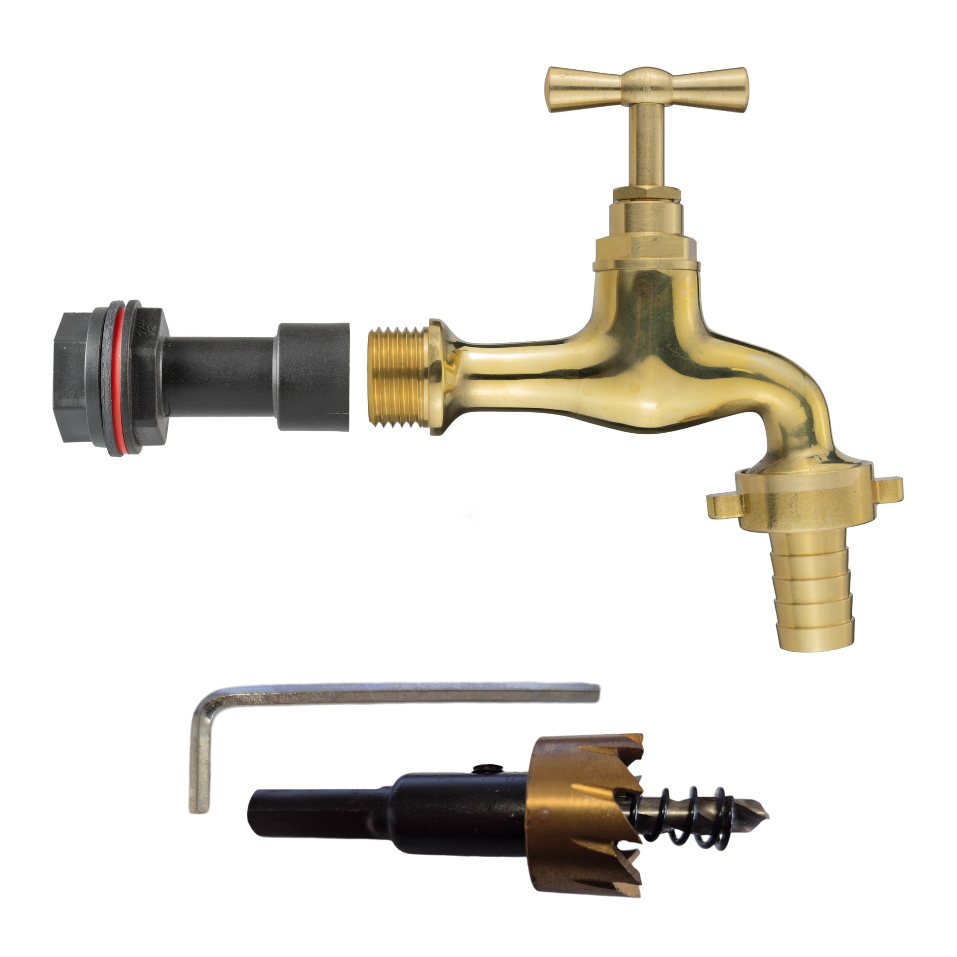 Water Butt Extension Kit 1/2" with 13mm Barbed Polished Brass Tap and Drill Bit - Best4Trade-Retail Tech Hose & Fittings