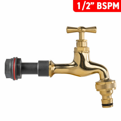 Water Butt Extension Kit 1/2" with Quick Connect Polished Brass Tap and Drill Bit - Best4Trade-Retail Tech Hose & Fittings