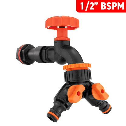 Water Butt Extension Kit 1/2" with Black Dial Tap + Two-Way Splitter and Drill Bit - Best4Trade-Retail Tech Hose & Fittings