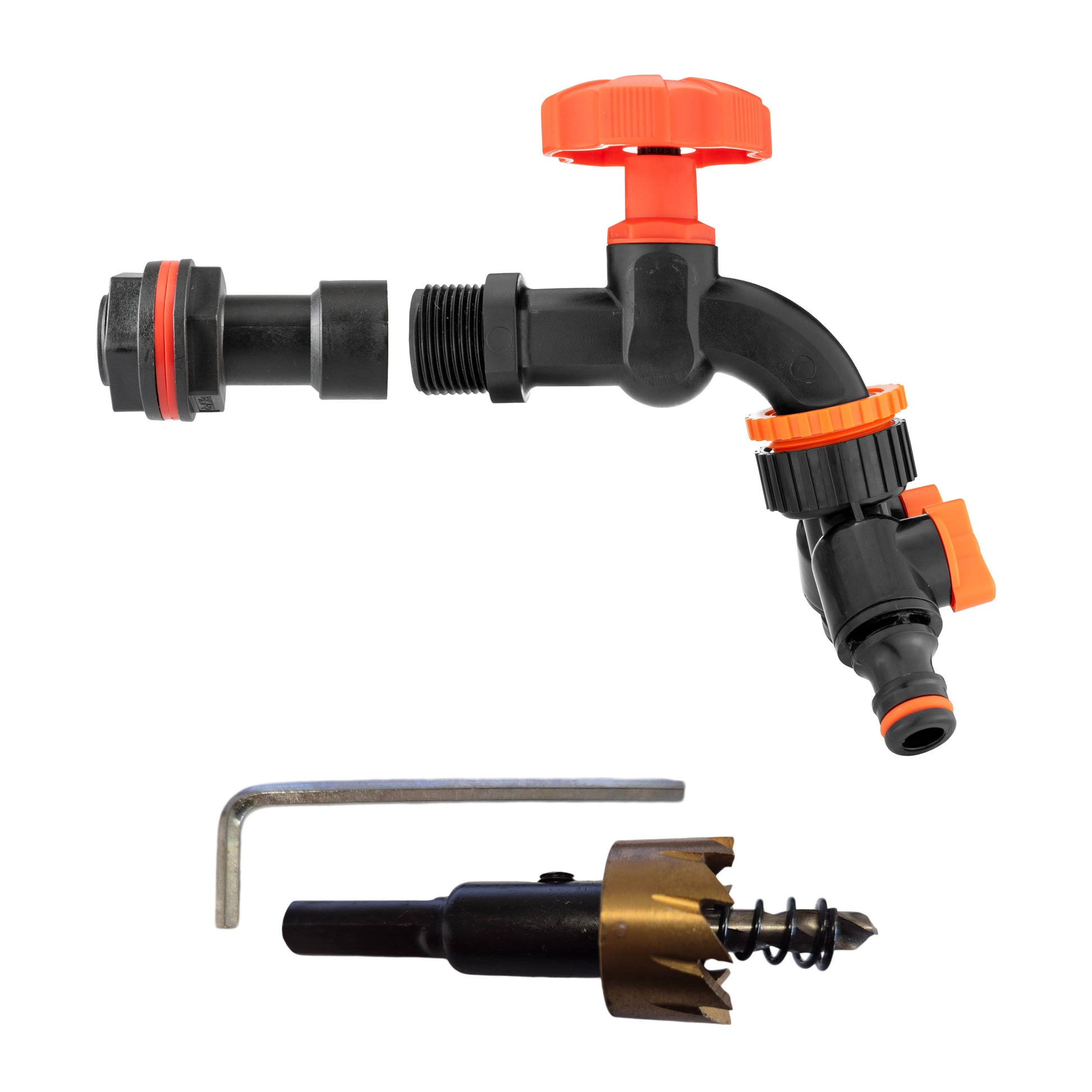 Water Butt Extension Kit 1/2" with Black Dial Tap + Two-Way Splitter and Drill Bit - Best4Trade-Retail Tech Hose & Fittings