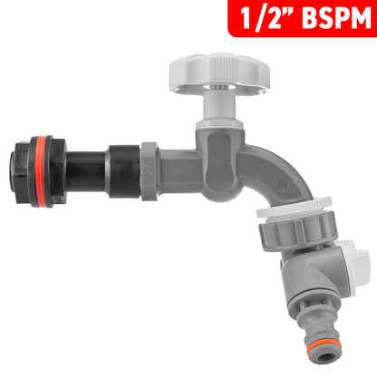 Water Butt Extension Kit 1/2" with Grey Dial Tap + Two-Way Splitter - Best4Trade-Retail Tech Hose & Fittings