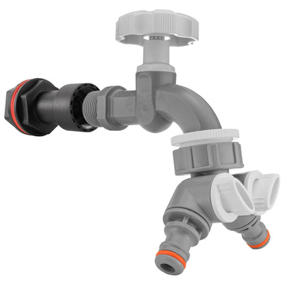 Water Butt Extension Kit 1/2" with Grey Dial Tap + Two-Way Splitter - Best4Trade-Retail Tech Hose & Fittings