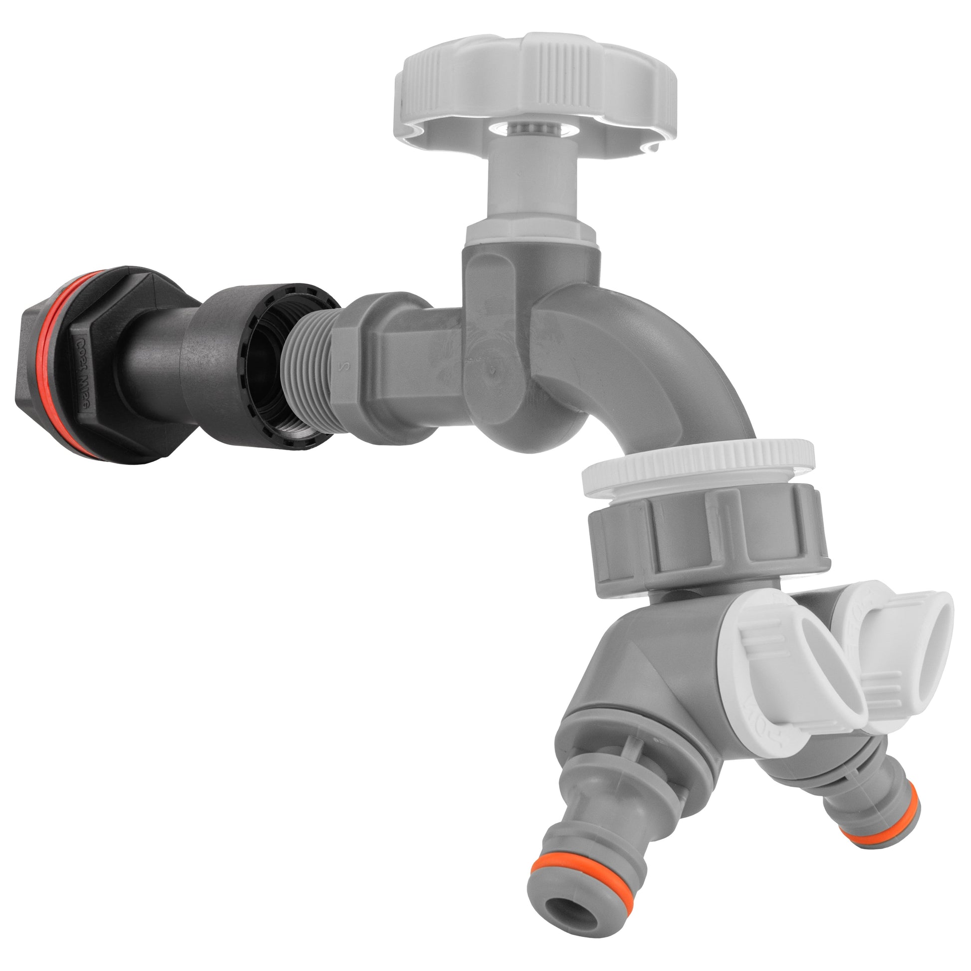 Water Butt Extension Kit 1/2" with Grey Dial Tap + Two-Way Splitter and Drill Bit - Best4Trade-Retail Tech Hose & Fittings