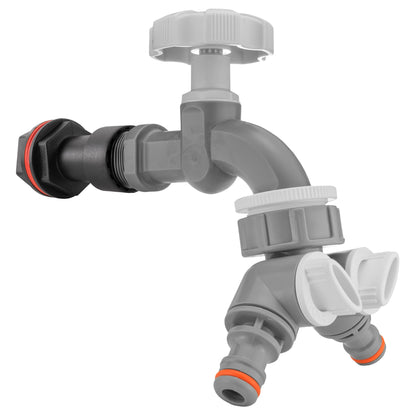 Water Butt Extension Kit 1/2" with Grey Dial Tap + Two-Way Splitter and Drill Bit - Best4Trade-Retail Tech Hose & Fittings