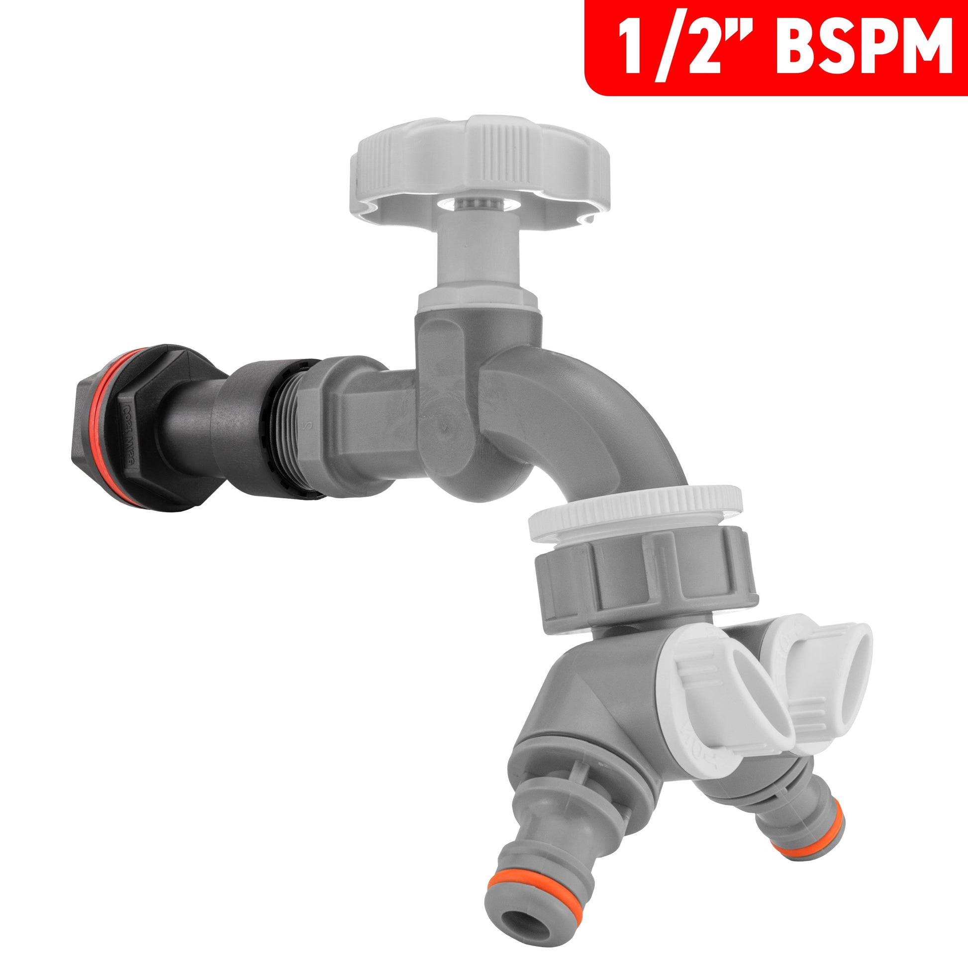 Water Butt Extension Kit 1/2" with Grey Dial Tap + Two-Way Splitter - Best4Trade-Retail Tech Hose & Fittings