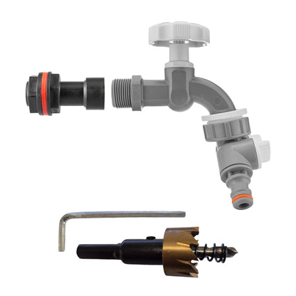 Water Butt Extension Kit 1/2" with Grey Dial Tap + Two-Way Splitter and Drill Bit - Best4Trade-Retail Tech Hose & Fittings