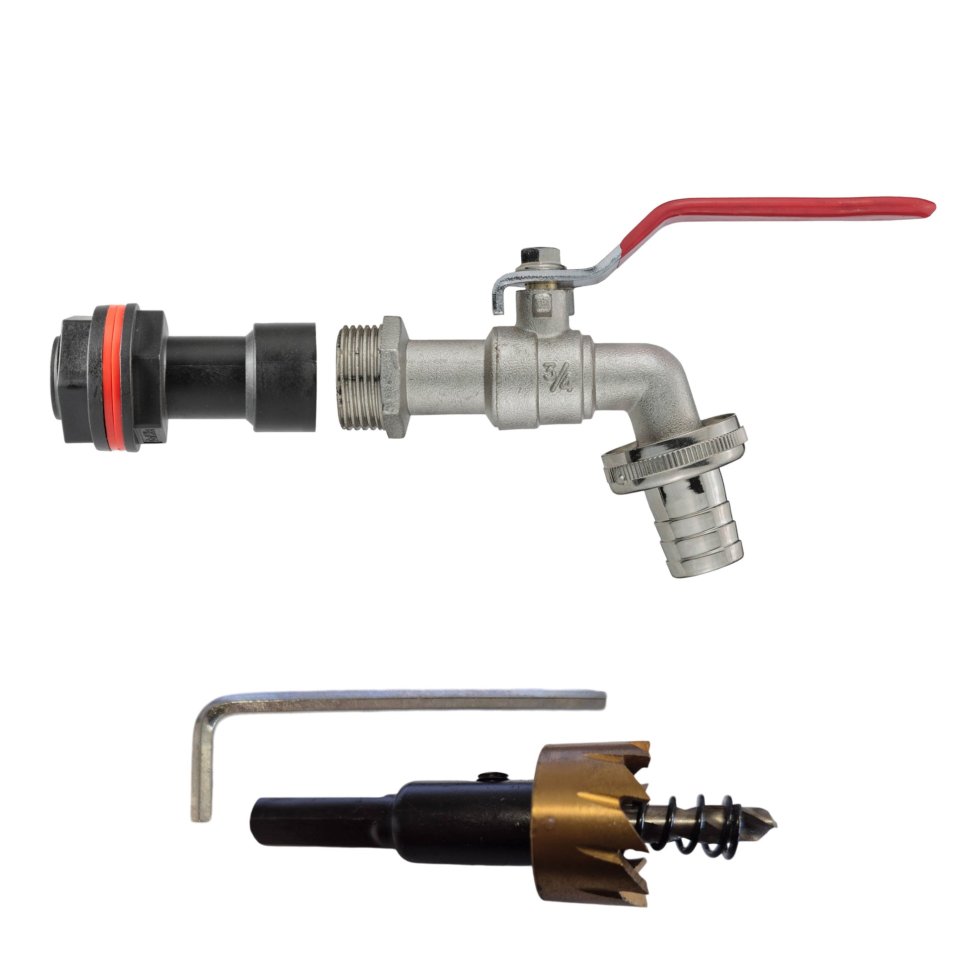 Water Butt Extension Kit 3/4" with Barbed Lever Tap and Drill Bit - Best4Trade-Retail Tech Hose & Fittings
