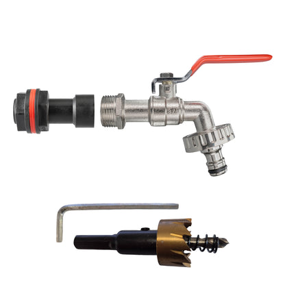 Water Butt Extension Kit 3/4" with Quick Connect Lever Tap and Drill Bit - Best4Trade-Retail Tech Hose & Fittings