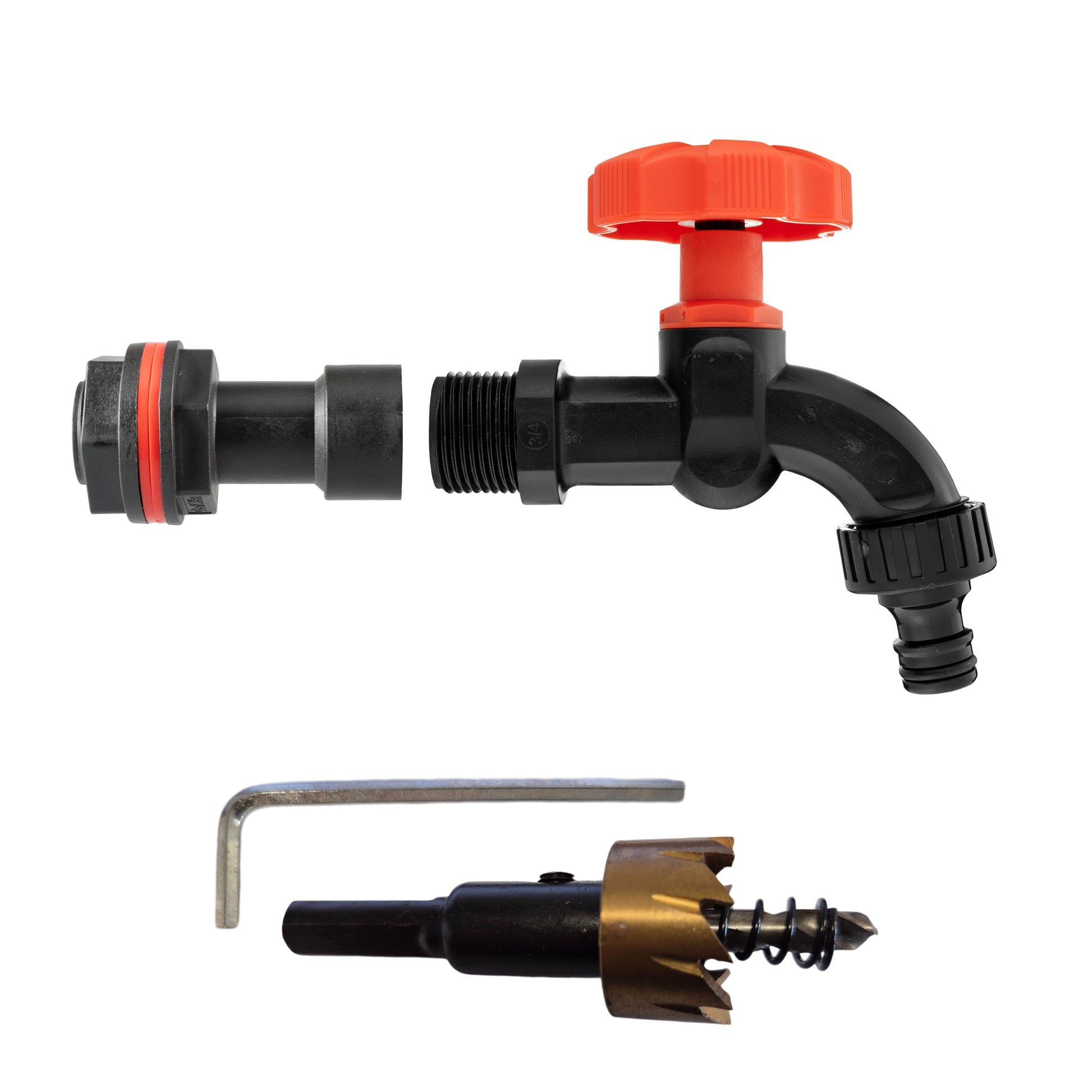 Water Butt Extension Kit 3/4" with Black Dial Tap and Drill Bit - Best4Trade-Retail Tech Hose & Fittings