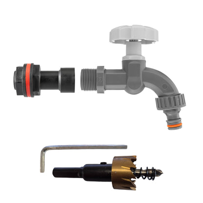 Water Butt Extension Kit 3/4" with Grey Dial Tap and Drill Bit - Best4Trade-Retail Tech Hose & Fittings