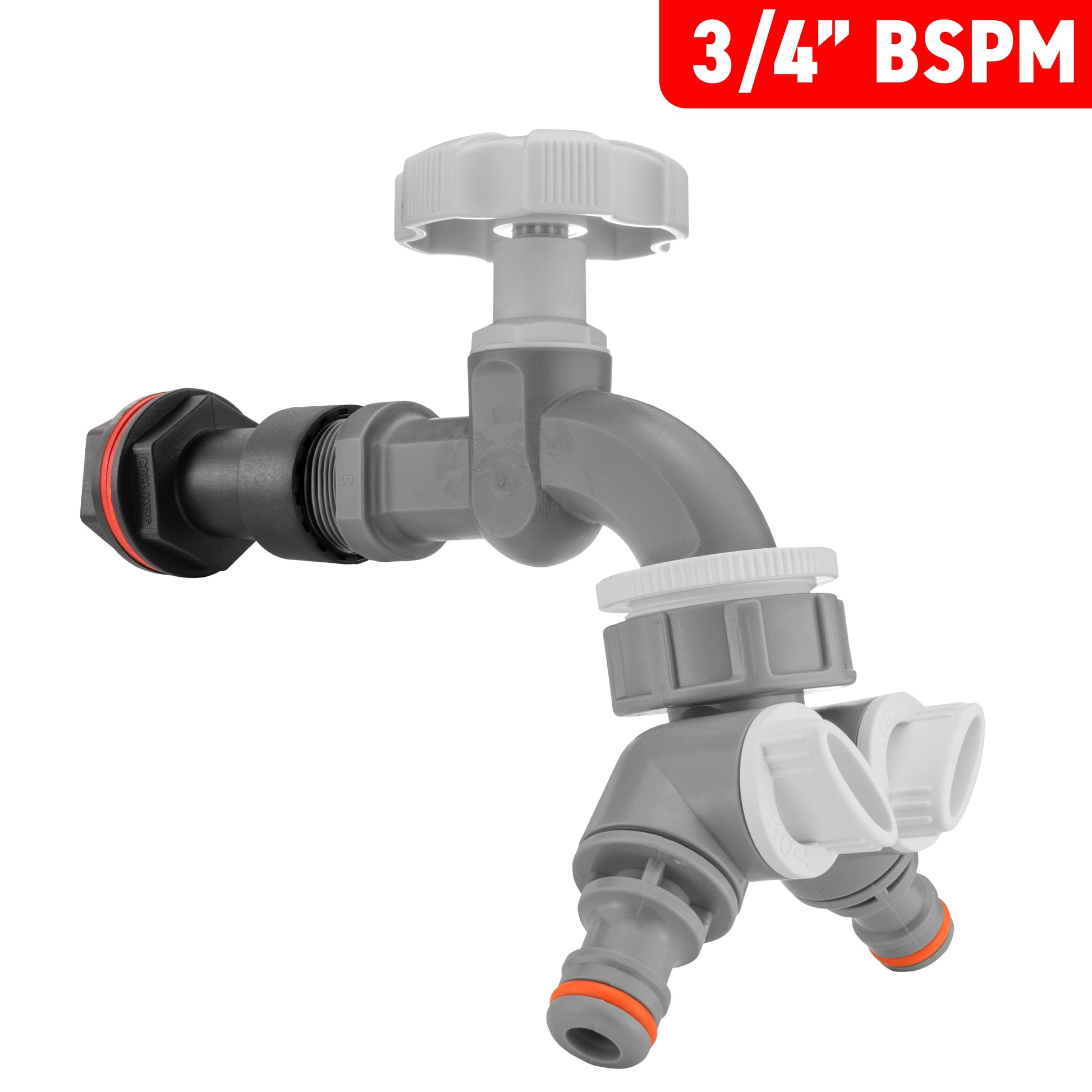 Water Butt Extension Kit 3/4" with Grey Dial Tap + Two-Way Splitter - Best4Trade-Retail Tech Hose & Fittings