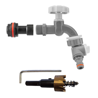 Water Butt Extension Kit 3/4" with Grey Dial Tap + Two-Way Splitter and Drill Bit - Best4Trade-Retail Tech Hose & Fittings