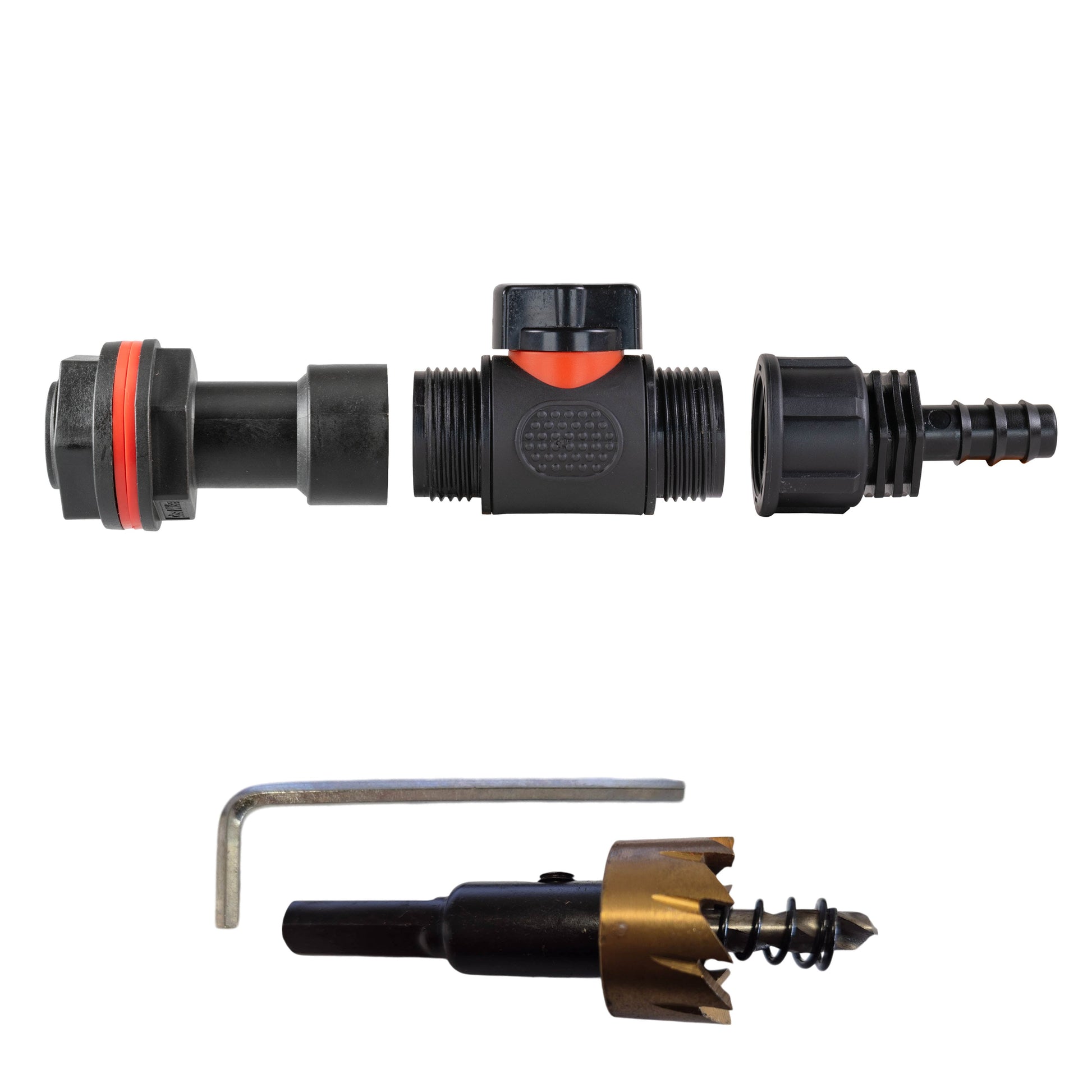 Water Butt Extension Kit 3/4" with In-Line Valve + 16mm Barb and Drill Bit - Best4Trade-Retail Tech Hose & Fittings