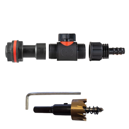 Water Butt Extension Kit 3/4" with In-Line Valve + 16mm Barb and Drill Bit - Best4Trade-Retail Tech Hose & Fittings