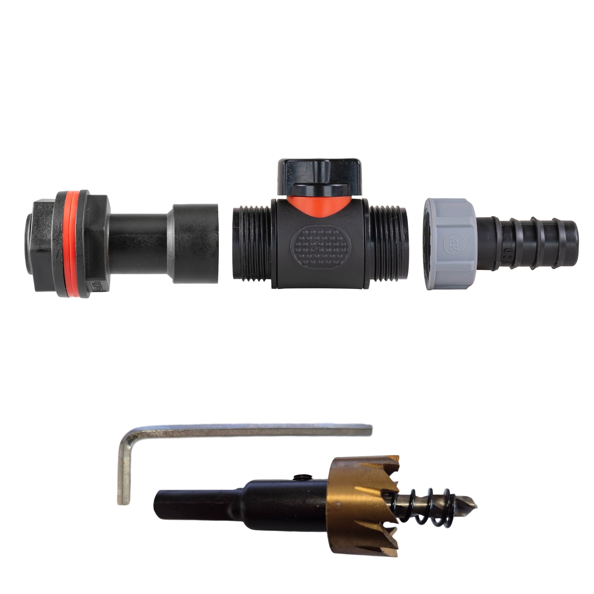 Water Butt Extension Kit 3/4" with In-Line Valve + 20mm Barb and Drill Bit - Best4Trade-Retail Tech Hose & Fittings
