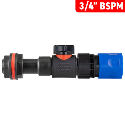 Water Butt Extension Kit 3/4" with In-Line Valve + Female Quick Connector Blue - Best4Trade-Retail Tech Hose & Fittings