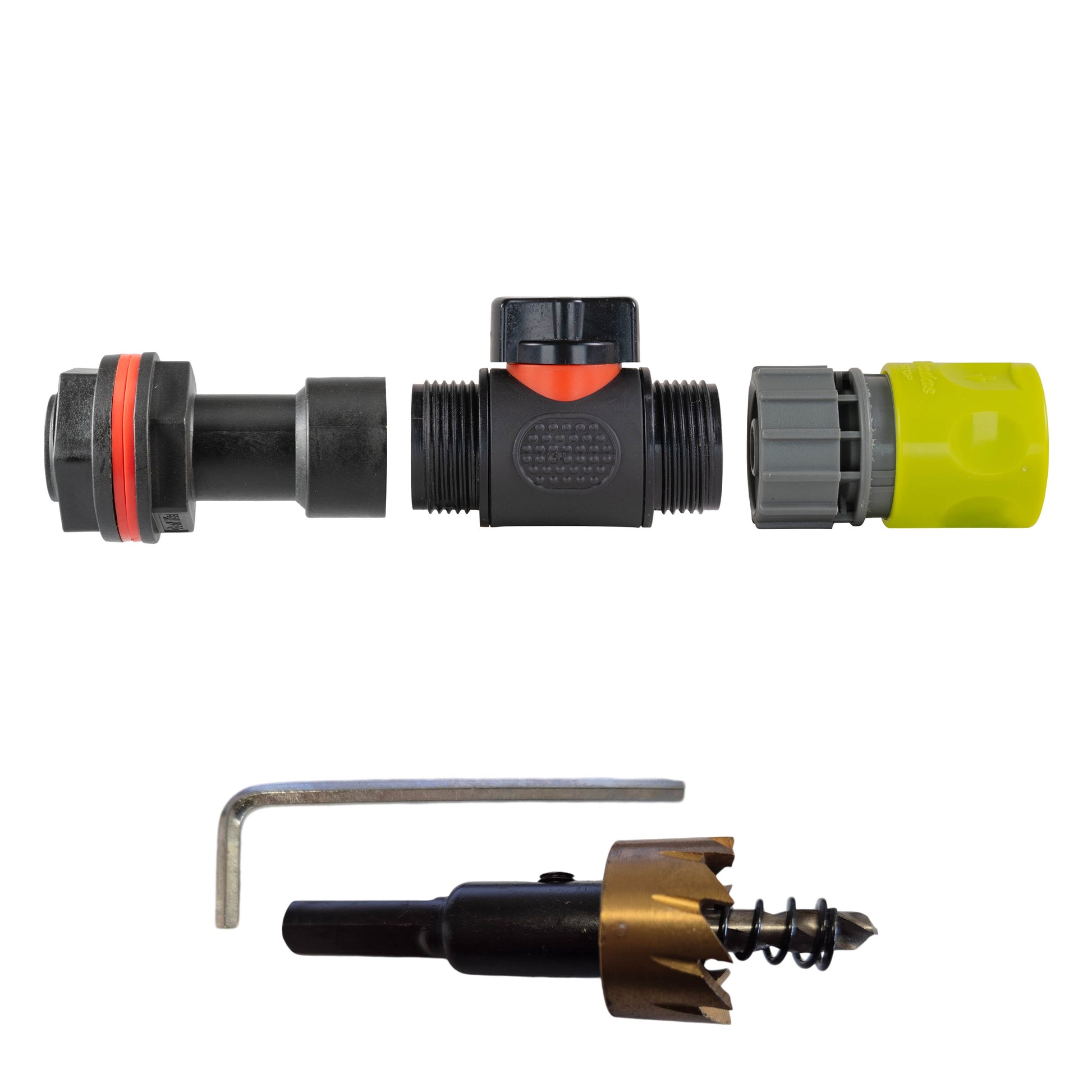 Water Butt Extension Kit 3/4" with In-Line Valve + Female Quick Connector Lime and Drill Bit - Best4Trade-Retail Tech Hose & Fittings